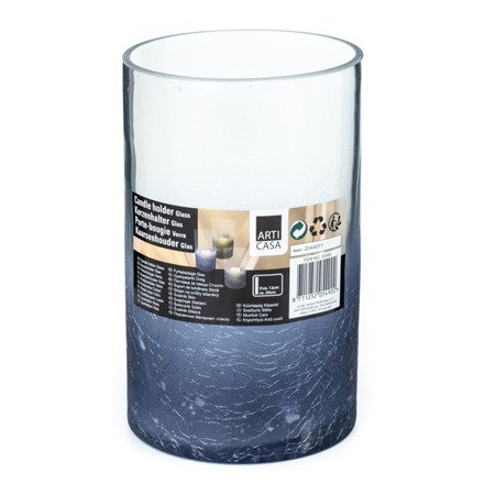 Świecznik szklany walec niebieski 12x20 cm
