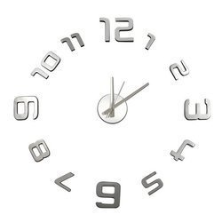 Zegar ścienny do salonu 3D srebrny