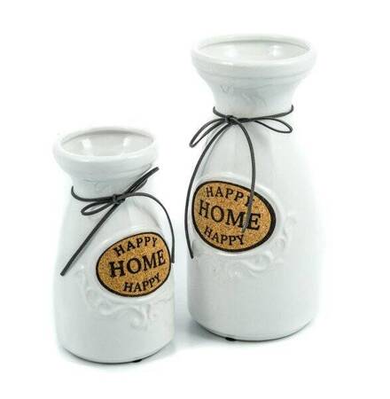 Ceramic vase 18 cm Happy Home white