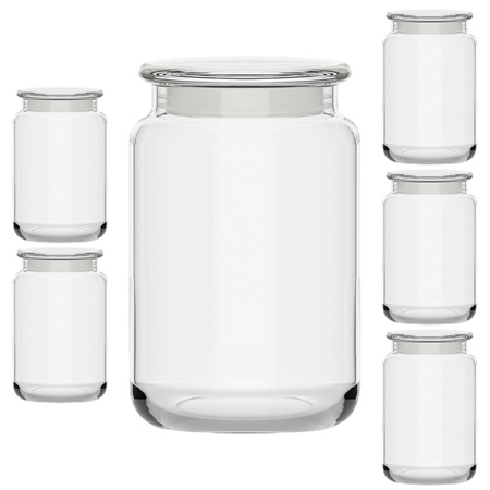 Kalle Glass Container with Lid, 900ml - Stylish Set of 6