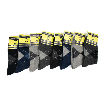 Men's Angora Socks, High Quality, 8 Pairs, Various Patterns, Size 39-42