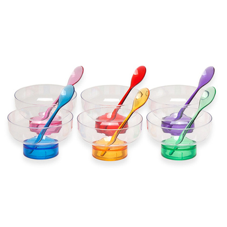New 350ml Ice Cream Cups - Set of 6 with Spoons, Colorful
