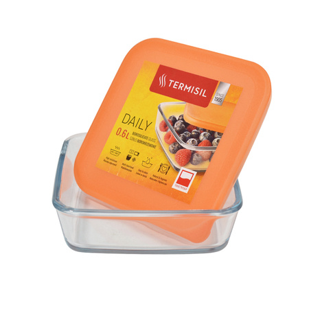 Pojemnik na żywność żaroodporny 600 ml szklany Termisil kolor pomarańczowy