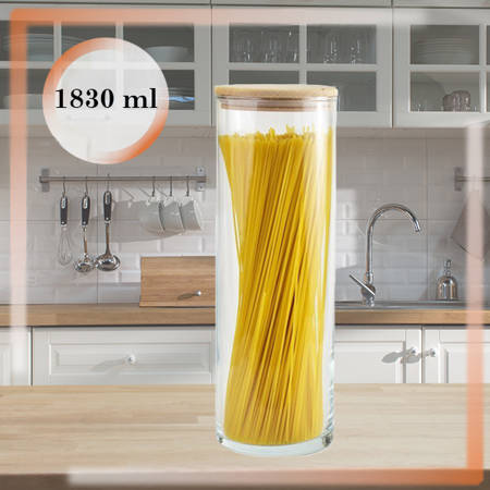 Pojemniki szklane z drewnianą pokrywką Inga Eco 1830 ml 6 szt