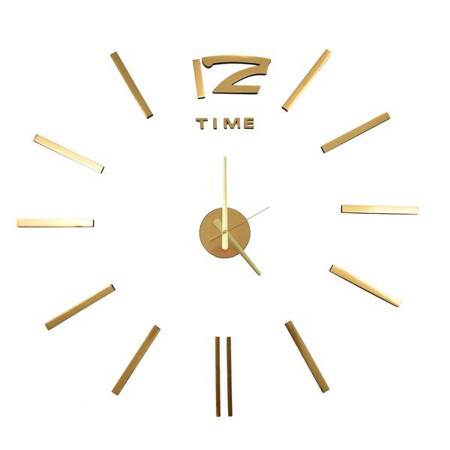 Zegar ścienny naklejany 3D złoty 15249