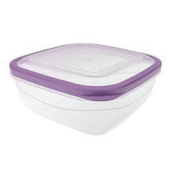 Ökologischer Quadratischer Behälter 2.4L mit Violettem Dichtungsring - Lebensmittelsicher, BPA-Frei