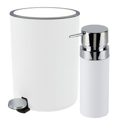Zestaw WC Kosz + dozownik do mydła Lenox Silver biały