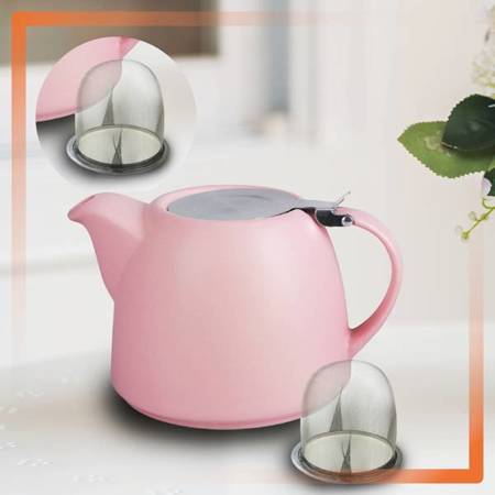LiluLine Teekanne 900 ml Rosa - Elegante Teekanne mit Edelstahl-Infuser