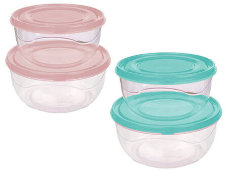 Set aus 2 runden Küchenbehältern Soft&Lock 850 ml und 1,4 l - Türkisfarbe