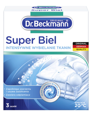 Strahlende Weißheit – Dr.Beckmann Super Weiß in Beuteln 3x40g