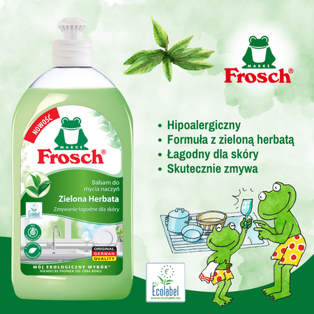 FROSCH Ekologický Mycí Prostředek na Nádobí se Zeleným Čajem 500ml - Německá Kvalita