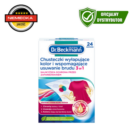 Dr. Beckmann Серветки 3-в-1 для Пральні, Захист Кольору та Видалення Бруду, 24 шт.