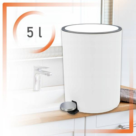 Elegant Bathroom Bin Lenox with Pedal 5L - White