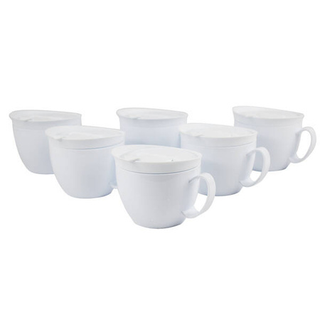 Tasse Club Gastro 250 ml mit Deckel - BPA-frei, Weiß, Set mit 6 Stück