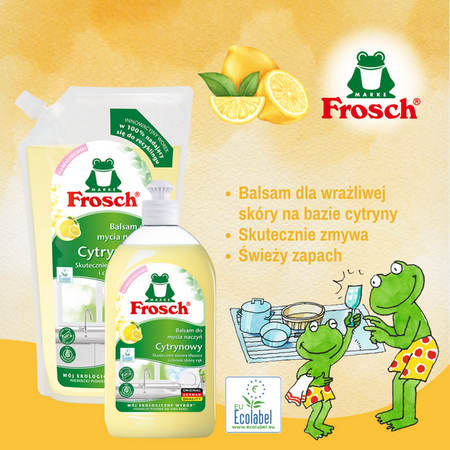 Frosch Cytrynowy balsam do mycia naczyń - worek 1000ml