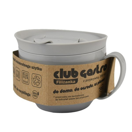 Grauer Club Gastro 250 ml Becher mit Deckel - Set aus 6 Stück, BPA-frei