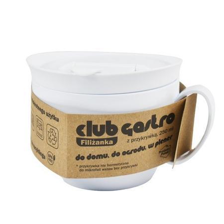 Tasse Club Gastro 250 ml mit Deckel - BPA-frei, Weiß, Set mit 6 Stück