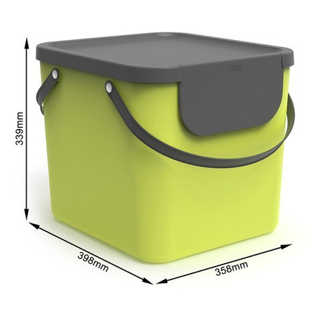 Rotho Albula 40L Waste Segregation Bin - Lime Color