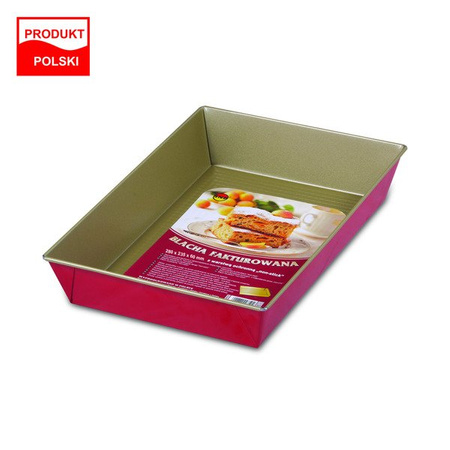 Embossed Baking Pan Gold Red SNB 28x23.5 cm