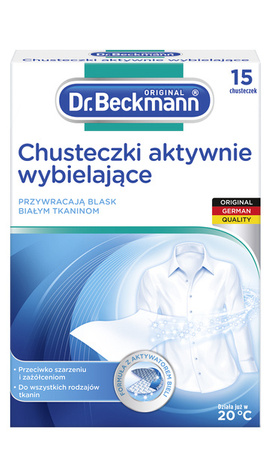 Dr. Beckmann Chusteczki Wybielające, Aktywna Biel dla Twoich Ubrań 15 szt.