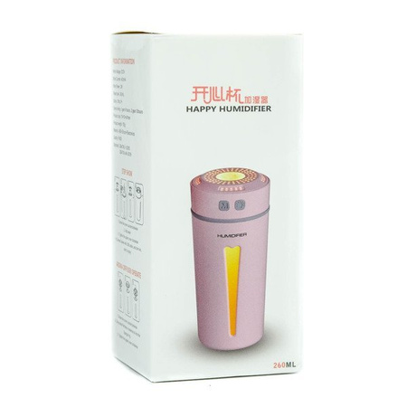 Ultrasonic air humidifier with aromatherapy mini version pink color