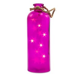 Butelka dekoracyjna lampion 10 led różowa