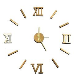 Zegar ścienny naklejany 3D złoty 15256