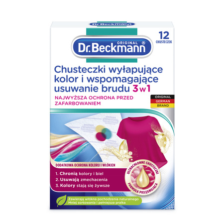 Dr. Beckmann Chusteczki wyłapujące kolor i brud 3W1 12 szt.