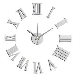 Розкішний настінний годинник 3D - Сучасний дизайн у сріблястому кольорі